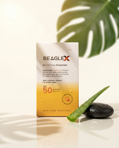 BeagleX Mineral Base Sunscreen SPF 50 PA++++ | Broad Spectrum, No White Cast | For All Skin Types – 50g